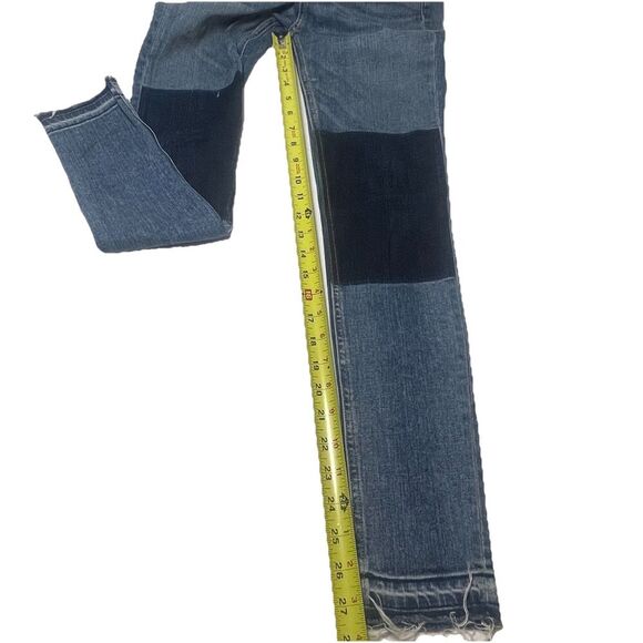 Rag & Bone JEAN Skinny Jeans Sz 25 OLANA Patch Panel Colorblock Raw Hem USA Made - Picture 4 of 11